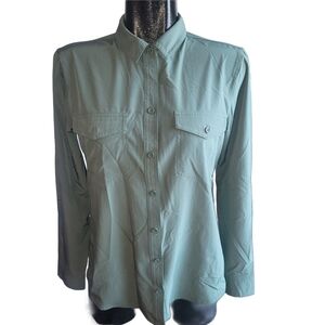 Eddie Bauer Womens Olive Green Button Up Shirt S
